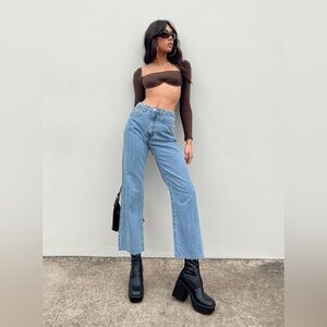 Princess Polly - Becca long sleeve crop top - brown